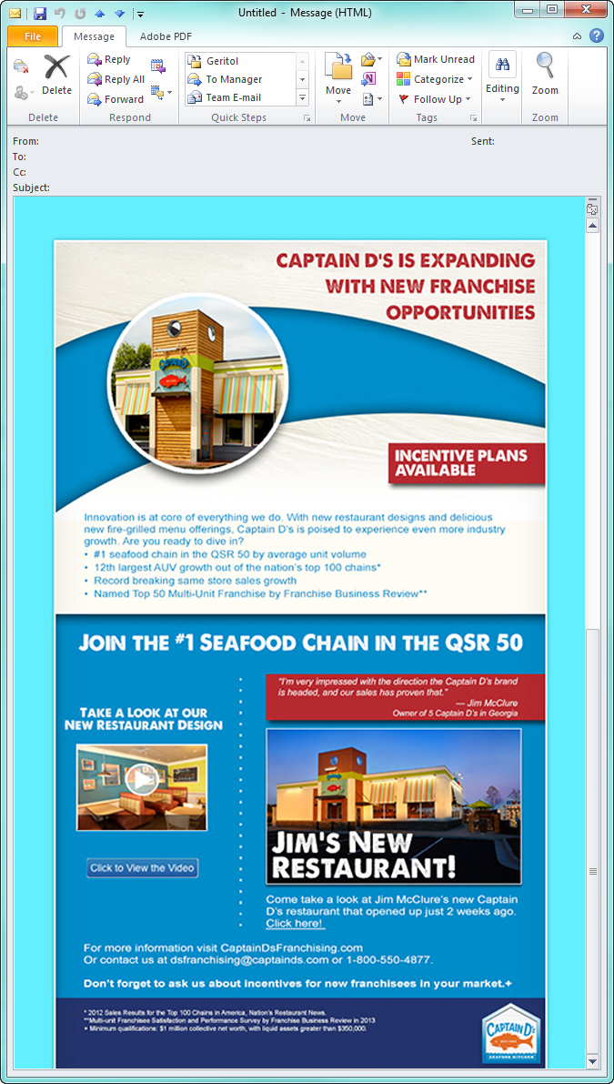 CaptainD's New Franchise Email Campaign
